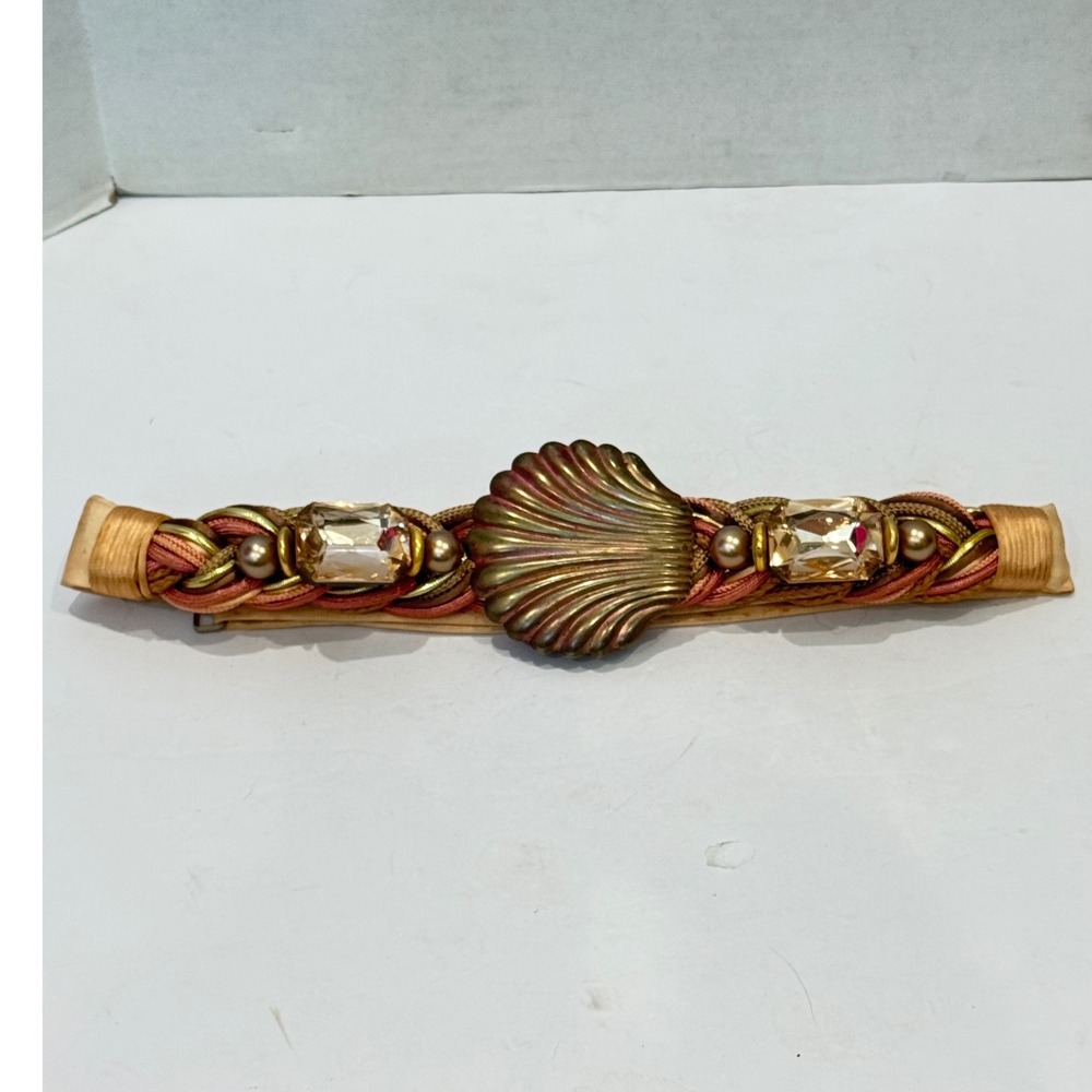 Carolyn Tanner Designs Braided Shell Belt Womens OS Gold Fair Vintage Stained - Picture 2 of 10